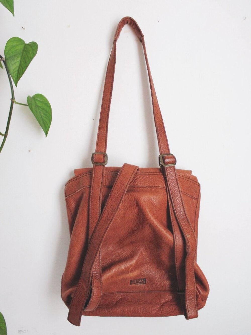 Vintage Duluth Trading Company Brown Leather Backpack Pebbled Shoulder Bag Tan - Picture 3 of 11
